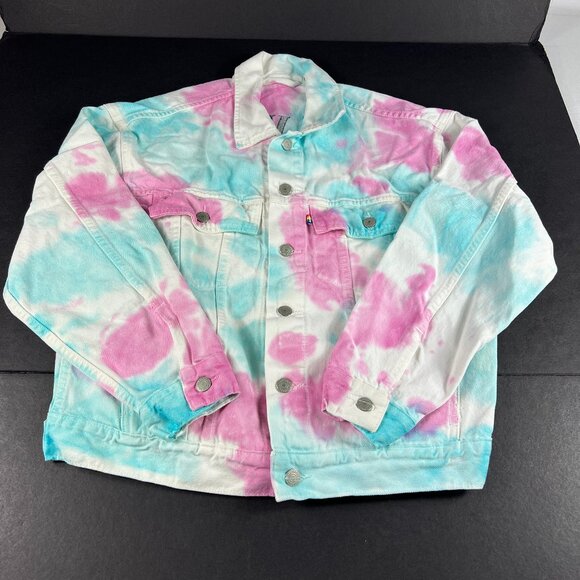 Levi's Pride Use Your Voice Jean Jacket Extra Small White Colorful Tye Dye Denim - Picture 1 of 16